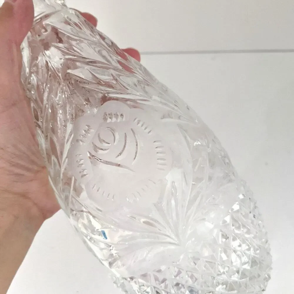 Crystal Rose Etched Vase